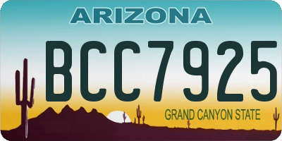 AZ license plate BCC7925