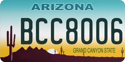 AZ license plate BCC8006