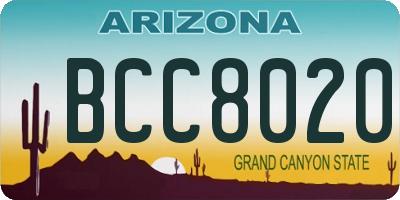 AZ license plate BCC8020