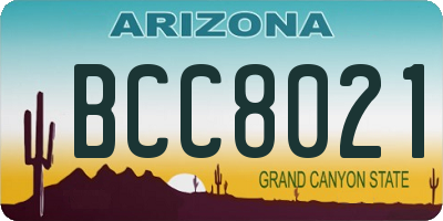 AZ license plate BCC8021