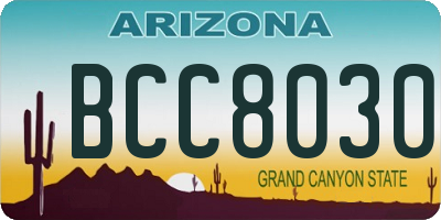 AZ license plate BCC8030