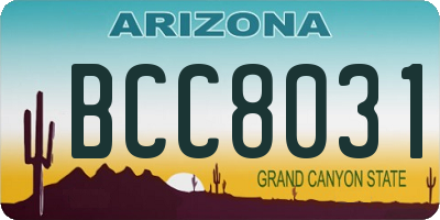 AZ license plate BCC8031