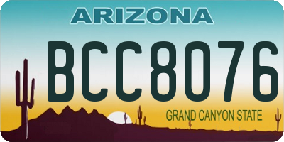 AZ license plate BCC8076