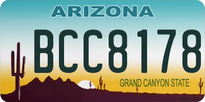 AZ license plate BCC8178