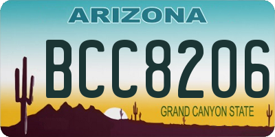 AZ license plate BCC8206