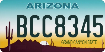 AZ license plate BCC8345