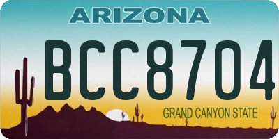 AZ license plate BCC8704