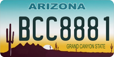 AZ license plate BCC8881