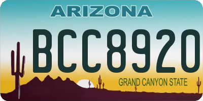 AZ license plate BCC8920