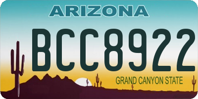 AZ license plate BCC8922