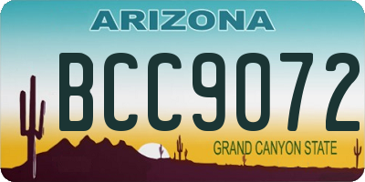 AZ license plate BCC9072