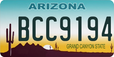 AZ license plate BCC9194