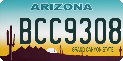 AZ license plate BCC9308