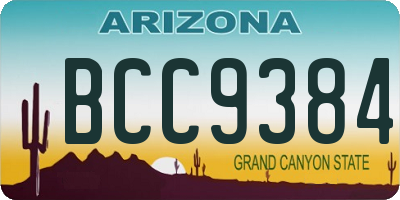 AZ license plate BCC9384