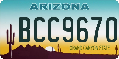 AZ license plate BCC9670