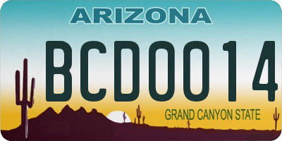 AZ license plate BCD0014