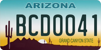 AZ license plate BCD0041