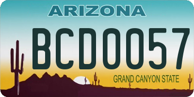 AZ license plate BCD0057