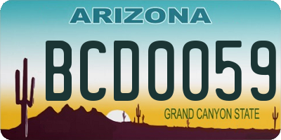 AZ license plate BCD0059