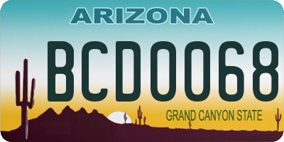 AZ license plate BCD0068