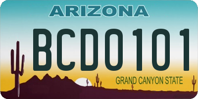 AZ license plate BCD0101