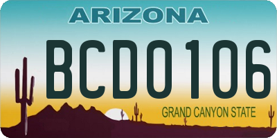 AZ license plate BCD0106