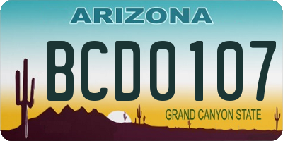 AZ license plate BCD0107