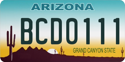 AZ license plate BCD0111