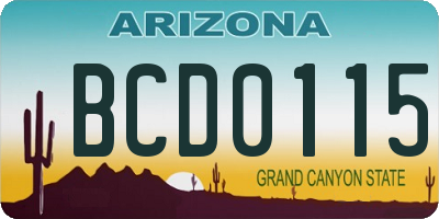 AZ license plate BCD0115