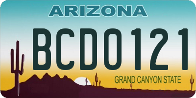 AZ license plate BCD0121