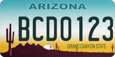 AZ license plate BCD0123