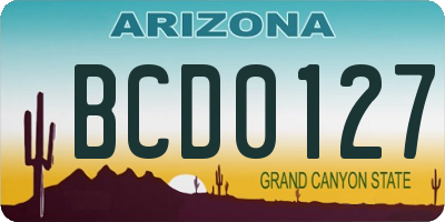 AZ license plate BCD0127