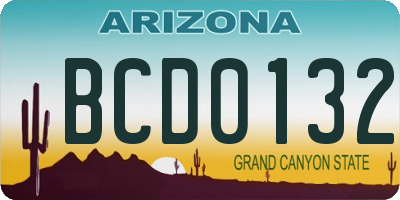 AZ license plate BCD0132