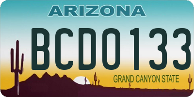 AZ license plate BCD0133