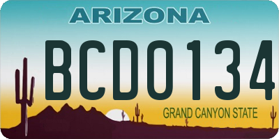 AZ license plate BCD0134