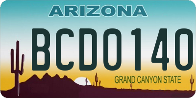 AZ license plate BCD0140