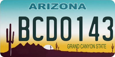 AZ license plate BCD0143