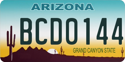 AZ license plate BCD0144