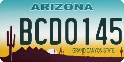 AZ license plate BCD0145