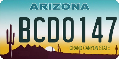 AZ license plate BCD0147