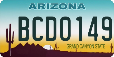 AZ license plate BCD0149