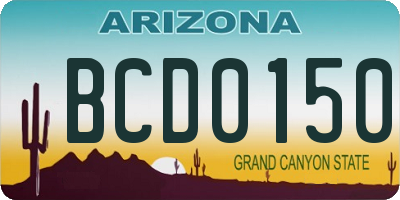 AZ license plate BCD0150