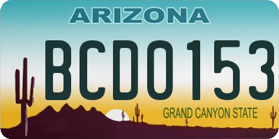 AZ license plate BCD0153