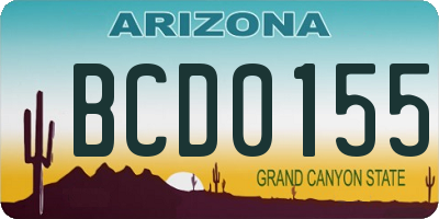 AZ license plate BCD0155