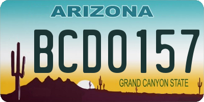 AZ license plate BCD0157