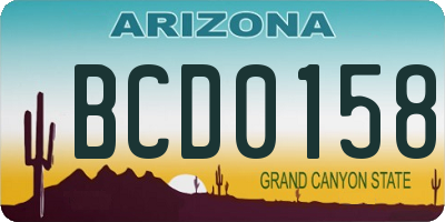 AZ license plate BCD0158