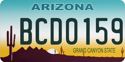 AZ license plate BCD0159