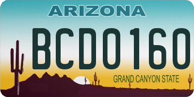 AZ license plate BCD0160