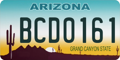 AZ license plate BCD0161