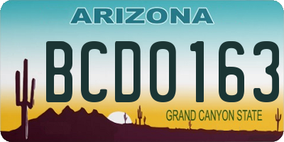 AZ license plate BCD0163